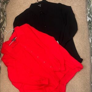 Red and Black Button-Up Blouse Bundle